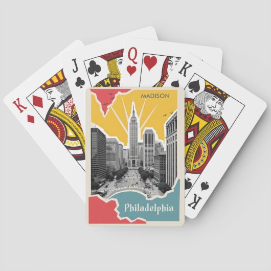 Aangepaste naam Retro Philadelphia Pokerkaarten (Achterkant)