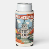 Aangepaste naam Retro Philadelphia Seltzer Blikjeskoeler (Seltzer Voorkant)