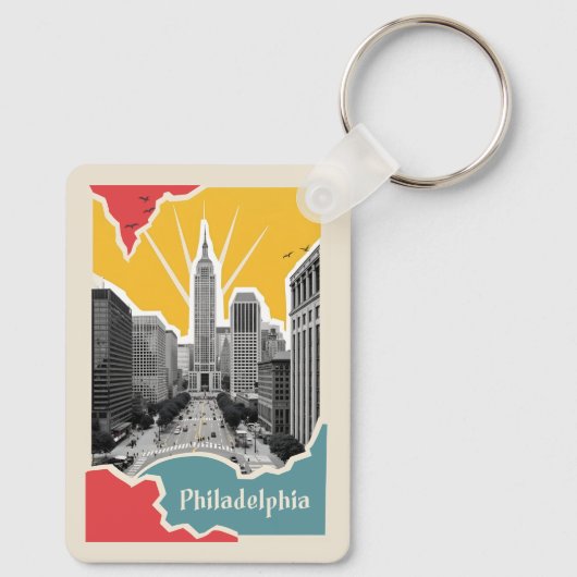 Aangepaste naam Retro Philadelphia Sleutelhanger (Achterkant)