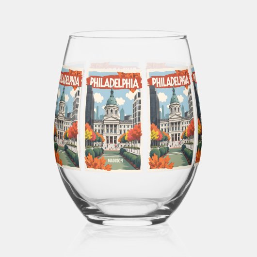 Aangepaste naam Retro Philadelphia Wijnglas Zonder Voet (Voorkant)