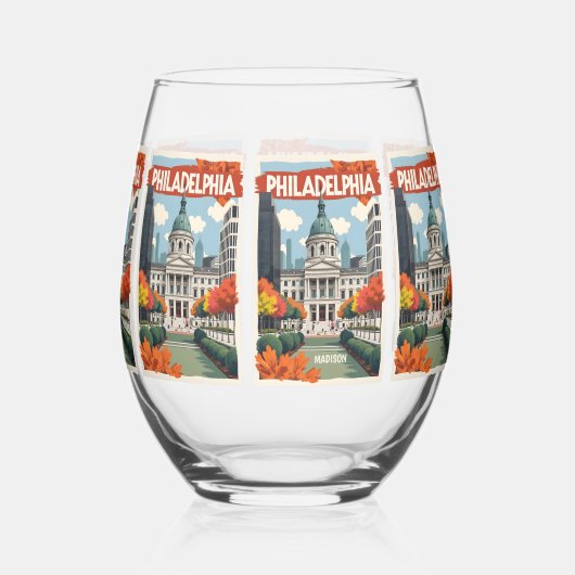 Aangepaste naam Retro Philadelphia Wijnglas Zonder Voet (Achterkant)