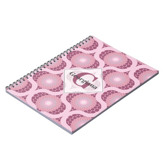 Aangepaste naam Retro Radiant Dusky Roos Dot Manda Notitieboek (Linkerzijde)