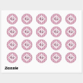 Aangepaste naam Retro Radiant Dusky Roos Dot Manda Ronde Sticker (Vel)