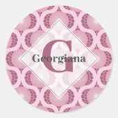 Aangepaste naam Retro Radiant Dusky Roos Dot Manda Ronde Sticker (Voorkant)