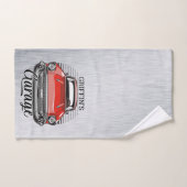 Aangepaste NAAM Retro Red Classic Car Garage Bad Handdoek (Handdoek)
