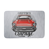 Aangepaste naam Retro Red Classic Car Garage Badmat (Voorkant)