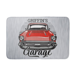 Aangepaste naam Retro Red Classic Car Garage Badmat