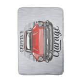 Aangepaste naam Retro Red Classic Car Garage Badmat (Voorkant Verticaal)