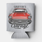 Aangepaste NAAM Retro Red Classic Car Garage Blikjeskoeler (Voorkant)