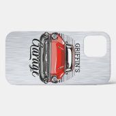 Aangepaste NAAM Retro Red Classic Car Garage Case-Mate iPhone Case (Achterkant (horizontaal))