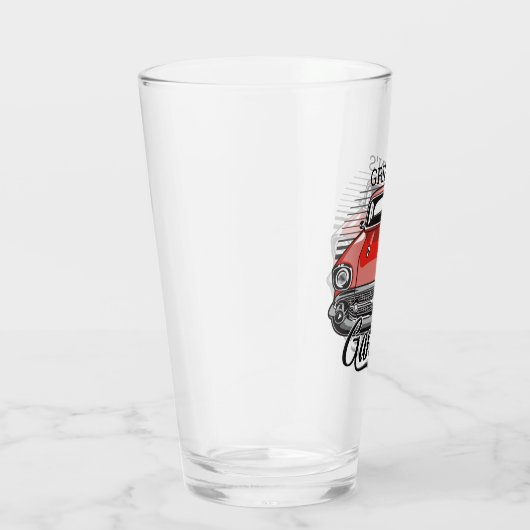 Aangepaste NAAM Retro Red Classic Car Garage Glas (Rechts)