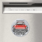 Aangepaste NAAM Retro Red Classic Car Garage Magneet (Insitu (Vaatwasser))