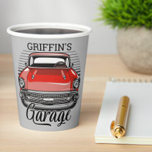 Aangepaste NAAM Retro Red Classic Car Garage