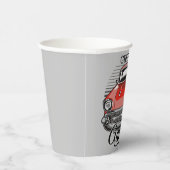 Aangepaste NAAM Retro Red Classic Car Garage Papieren Bekers (Rechts)