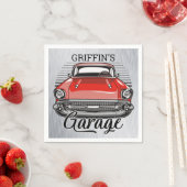 Aangepaste NAAM Retro Red Classic Car Garage Servet (Insitu)