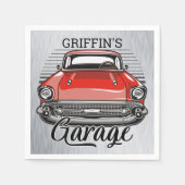 Aangepaste NAAM Retro Red Classic Car Garage Servet (Voorkant)