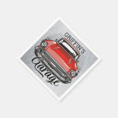 Aangepaste NAAM Retro Red Classic Car Garage Servet (Hoek)