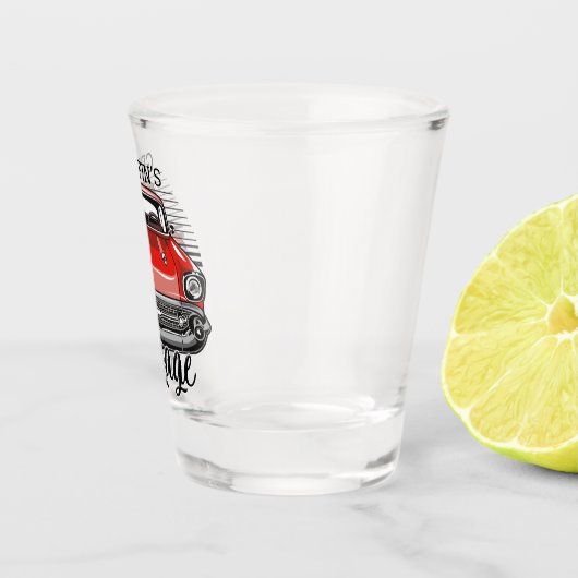Aangepaste NAAM Retro Red Classic Car Garage Shot Glas (Rechts)