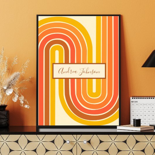 Aangepaste naam retro regenboogstrepen muurkunstpo poster