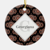 Aangepaste naam Retro Safari Sunset Bohemian Manda Keramisch Ornament (Voorkant)