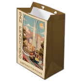 Aangepaste naam Retro San Francisco Medium Cadeauzakje (Voorkant Gekanteld)