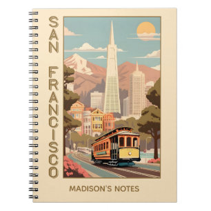 Aangepaste naam Retro San Francisco Notitieboek