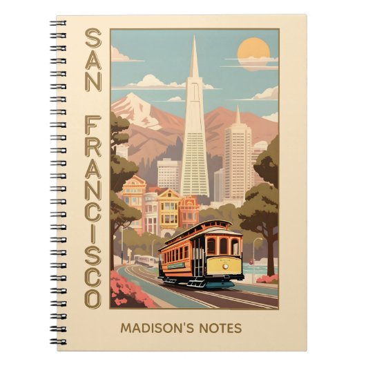 Aangepaste naam Retro San Francisco Notitieboek (Voorkant)