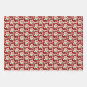 Aangepaste naam Retro Santa Claus Kerstmis Trio Gi Inpakpapier Vel (Voorkant 3)