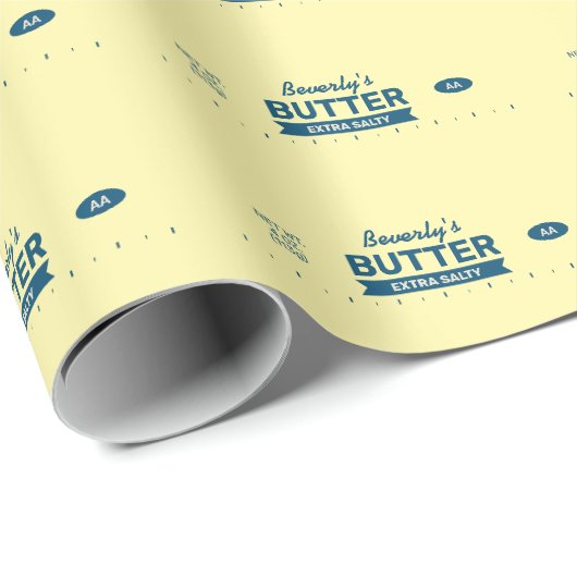 Aangepaste Naam Retro Stok Boter Funny Foodie Cadeaupapier (Rol Hoek)