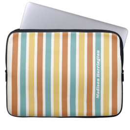 Aangepaste naam Retro Strepen Patroon Laptop Sleeve