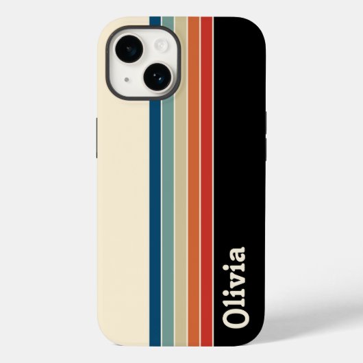 Aangepaste naam Retro Stripes Case-Mate iPhone Case (Achterkant)