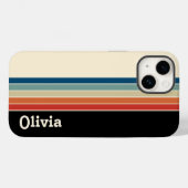Aangepaste naam Retro Stripes Case-Mate iPhone Case (Achterkant (horizontaal))