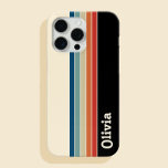 Aangepaste naam Retro Stripes Case-Mate iPhone 14 Hoesje<br><div class="desc">Creëer uw eigen gepersonaliseerde iPhone draagtas met retro strepen patroonontwerp.</div>