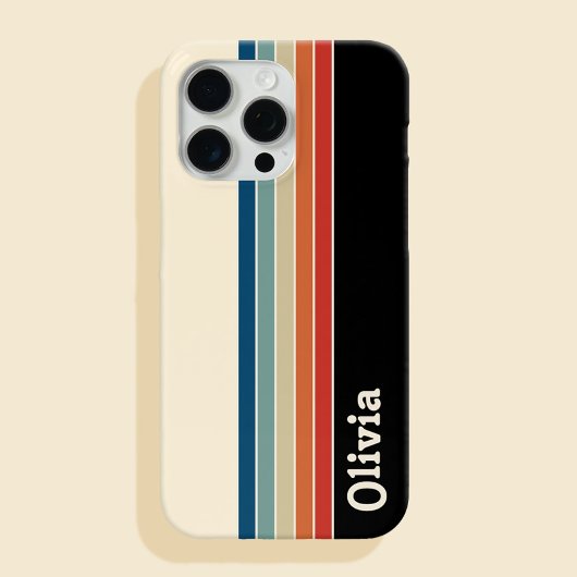 Aangepaste naam Retro Stripes Case-Mate iPhone Case