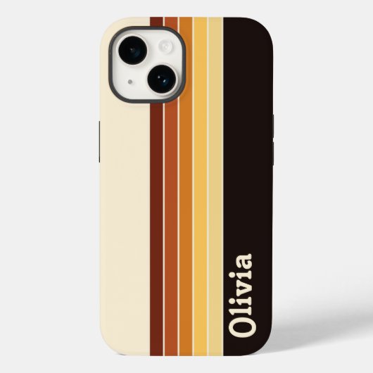 Aangepaste naam Retro Stripes Case-Mate iPhone Case (Achterkant)