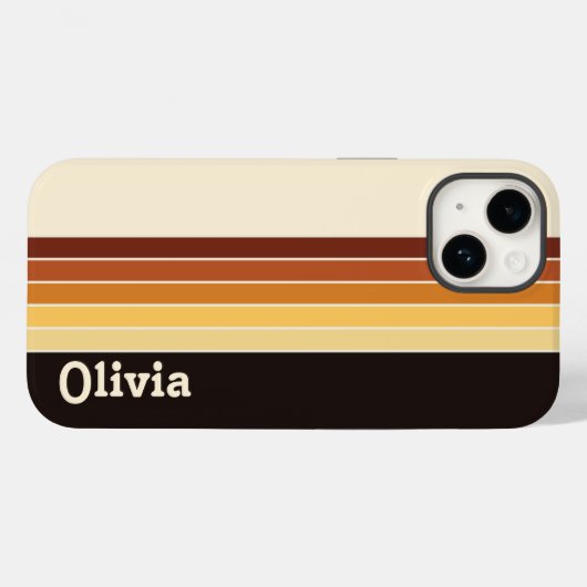 Aangepaste naam Retro Stripes Case-Mate iPhone Case (Achterkant (horizontaal))