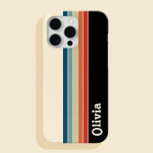 Aangepaste naam Retro Stripes iPhone Hoesje