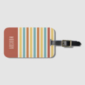 Aangepaste naam Retro Stripes Patroon Bagagelabel (Voorkant (horizontaal))