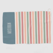 Aangepaste naam Retro Stripes Patroon Golfhanddoek (Horizontaal)