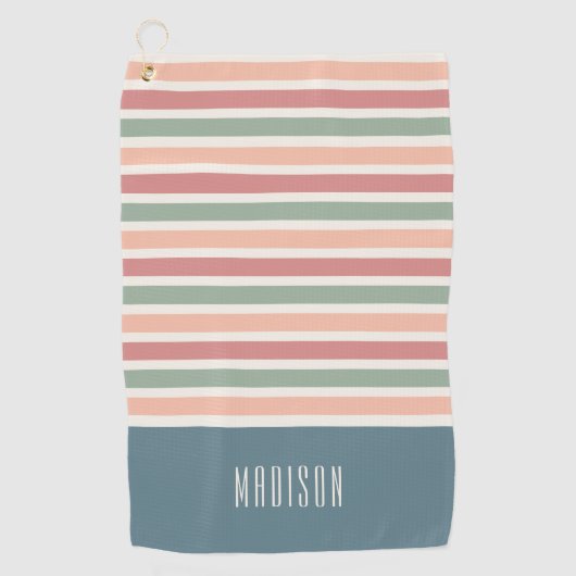 Aangepaste naam Retro Stripes Patroon Golfhanddoek (Voorkant)