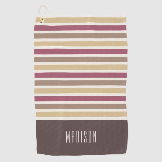 Aangepaste naam Retro Stripes Patroon Golfhanddoek (Voorkant)