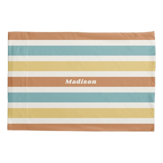 Aangepaste naam Retro Stripes Patroon Kussensloop (Achterkant)