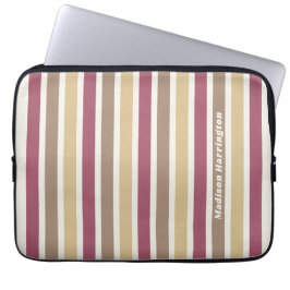 Aangepaste naam Retro Stripes Patroon Laptop Sleeve
