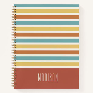 Aangepaste naam Retro Stripes Patroon Notitieboek