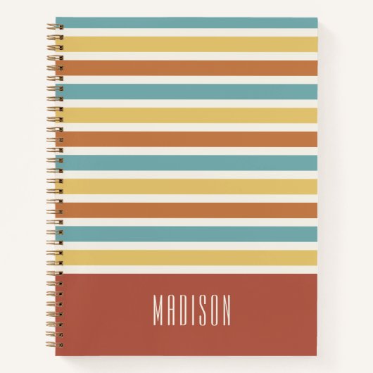 Aangepaste naam Retro Stripes Patroon Notitieboek (Voorkant)