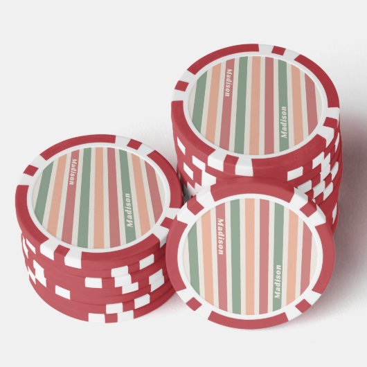 Aangepaste naam Retro Stripes Patroon Poker Chips (Opstapeling)