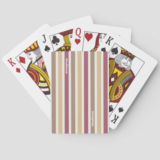 Aangepaste naam Retro Stripes Patroon Pokerkaarten (Achterkant)