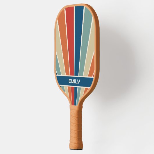 Aangepaste naam Retro Stripes Pickleball Paddle (Links)