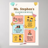 Aangepaste naam Retro Style Teacher's Classroom Ru Poster (Voorkant)