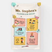 Aangepaste naam Retro Style Teacher's Classroom Ru Spandoek (Verticaal)